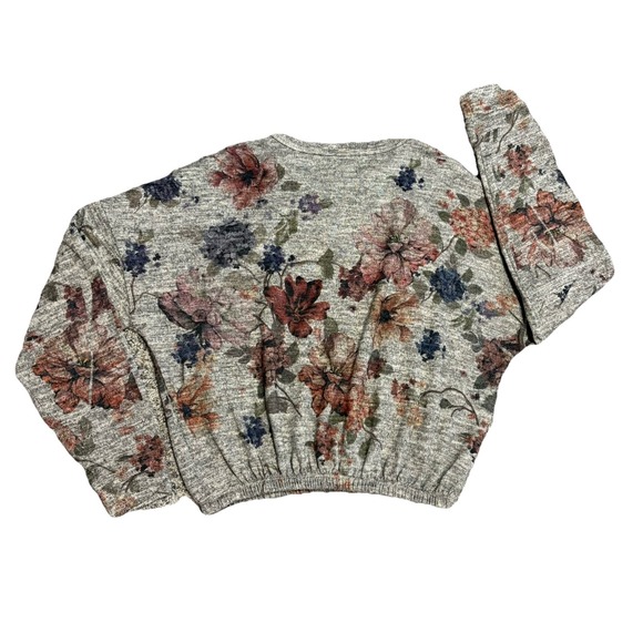Live In The Moment Floral Cropped Sweatshirt Women XS Gray Long Sleeve - Picture 6 of 7